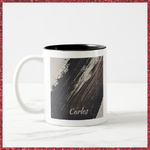 Caneca De Café Em Dois Tons Traços de pintura de Abstrato masculina e moderna