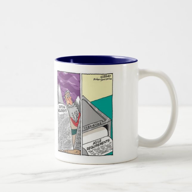 Caneca De Café Em Dois Tons Tradicional contra exigências ágeis (Direita)