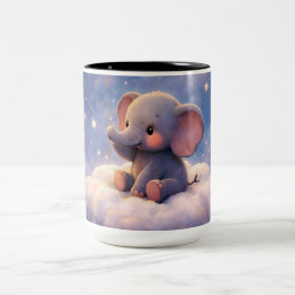 Caneca De Café Em Dois Tons Traga o elefante e as estrelas da meia-noite, dois