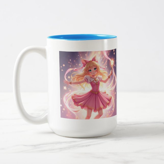 Caneca De Café Em Dois Tons Transformação de Garota Mágica (Esquerda)