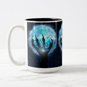 Caneca De Café Em Dois Tons Transformação o Dia das Bruxas da Lua cheia