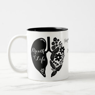 Caneca De Café Em Dois Tons Transplante de Pulmão Flor Silvestre Sopro de Vida