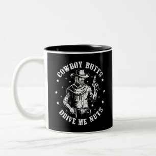 Caneca De Café Em Dois Tons Traseiros de Cowboy Me Fazem Ficar Louco Cowboys G