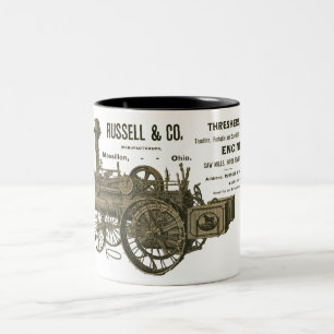 Caneca De Café Em Dois Tons Trator de fazenda do motor de tração do vapor qu