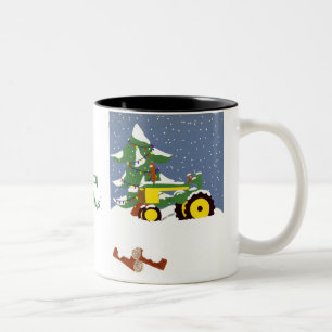 Caneca De Café Em Dois Tons Trator para o Natal