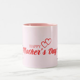 Caneca De Café Em Dois Tons Travesseiro de Arte da Linha do Dia das Mães - Amo