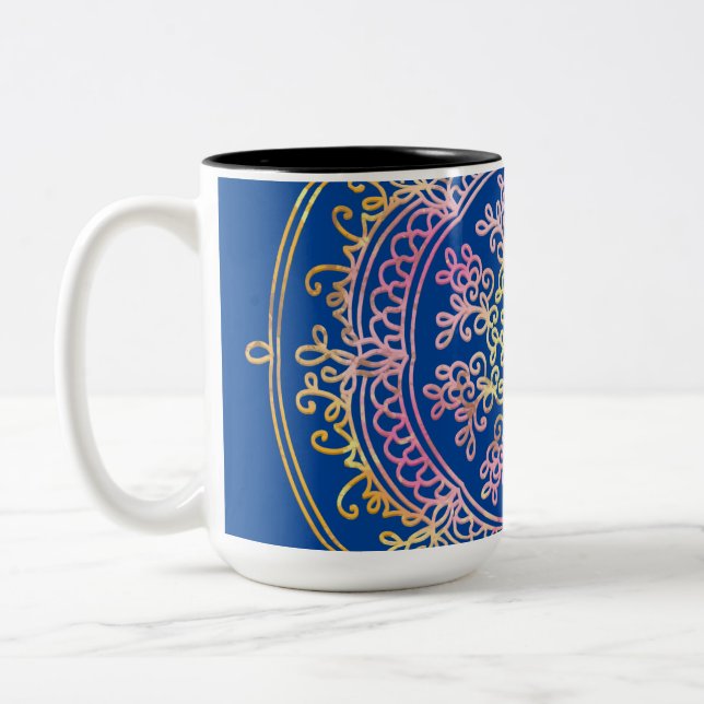 Caneca De Café Em Dois Tons Travesseiro Mandala (Esquerda)