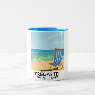 Caneca De Café Em Dois Tons Trégastel, Bretanha França praia poster de viagem