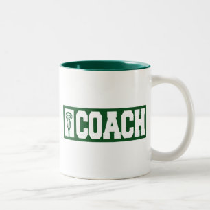 Caneca De Café Em Dois Tons Treinador do Lacrosse - verde