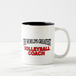 Caneca De Café Em Dois Tons Treinador do voleibol do mundo o grande