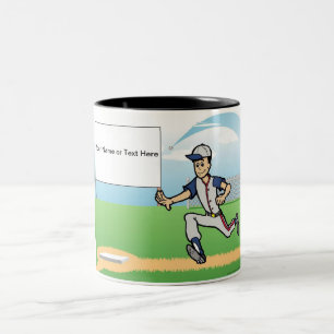 Caneca De Café Em Dois Tons Treinador Personalizado, Baseball - Cartoon Mascul