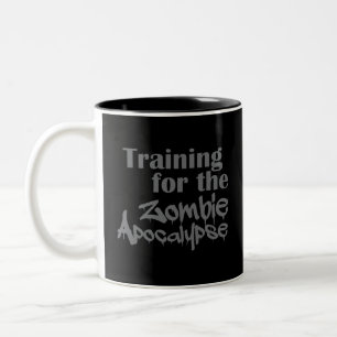 Caneca De Café Em Dois Tons Treinamento Para O Zombie Apocalypse Engraçado