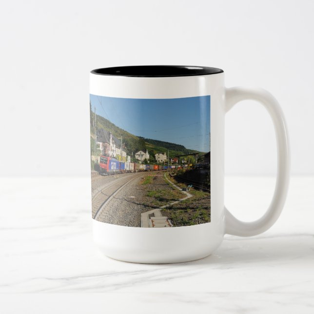 Caneca De Café Em Dois Tons Trem de carga em Lorch à reno (Direita)