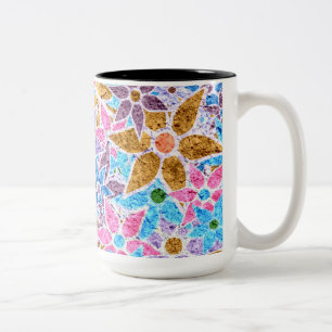 Caneca De Café Em Dois Tons Trendy Floral Pattern Vintage #3
