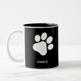 Caneca De Café Em Dois Tons Trendy Modern Mug "Sua Pata De Pet Com Nome"