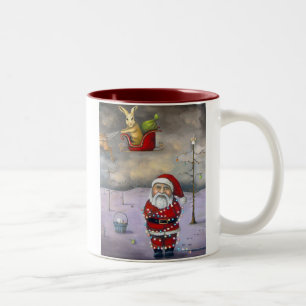 Caneca De Café Em Dois Tons Trenó Jacker, "o Sleighjacker", por Leah Saul…