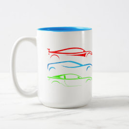 Caneca De Café Em Dois Tons Três Carros Desportivos