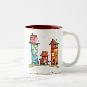 Caneca De Café Em Dois Tons Três Casas Brancas Bestiais