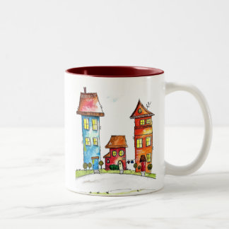 Caneca De Café Em Dois Tons Três Casas Brancas Bestiais