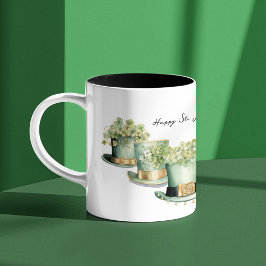 Caneca De Café Em Dois Tons Três Chapéus De Leprechaun Irlandeses De Dia de Sã