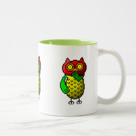 Caneca De Café Em Dois Tons Três corujas sábias, não ouvem, vêem & falam