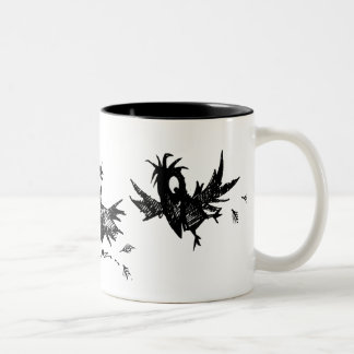 Caneca De Café Em Dois Tons Três corvos pretos engraçados