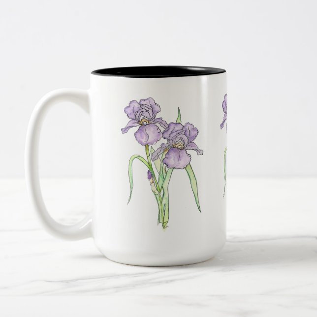 Caneca De Café Em Dois Tons Três Florais de Íris (Esquerda)