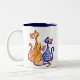 Caneca De Café Em Dois Tons Três Gatos Brancos