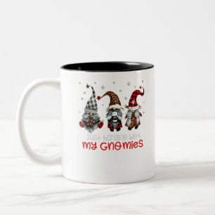 Caneca De Café Em Dois Tons Três Gnomos De Natal Vermelho Saindo Com Meu