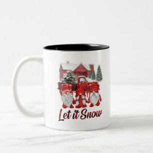 Caneca De Café Em Dois Tons Três Gnomos De Vermelho Deixam Neve O Natal