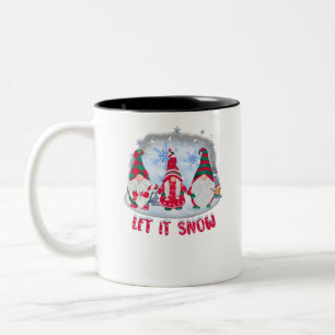 Caneca De Café Em Dois Tons Três Gnomos Em Vermelho Deixam Neve Gnomo Natal