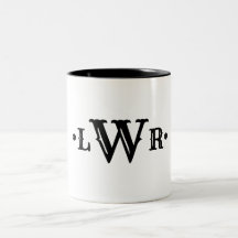 Três letras monograma, preto e branco elegante