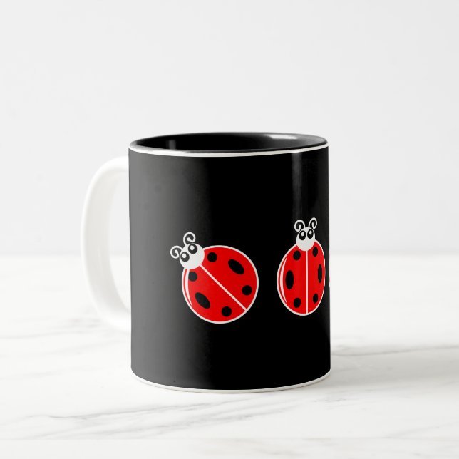 Caneca De Café Em Dois Tons Três Pequenos Damibugs - Mug De Dois Tons (Frente Esquerda)