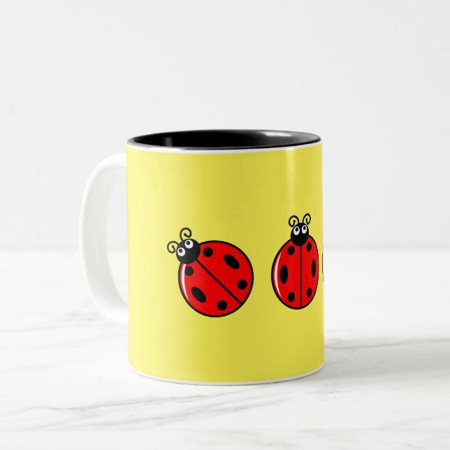 Caneca De Café Em Dois Tons Três Pequenos Damibugs - Mug De Dois Tons (Frente Esquerda)