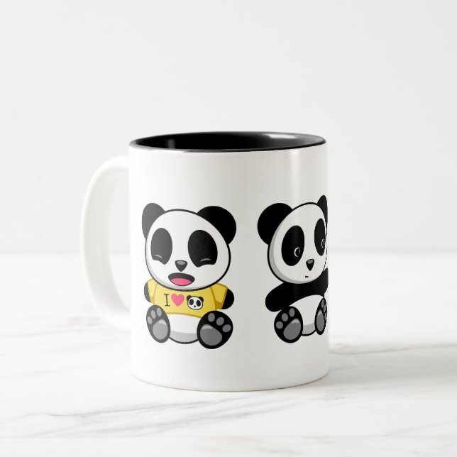 Caneca De Café Em Dois Tons Três Pequenos Pandas Cuecas (Frente Esquerda)