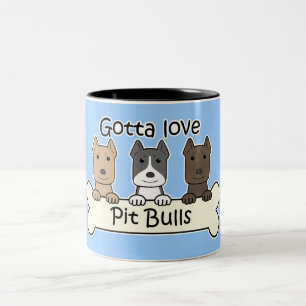 Caneca De Café Em Dois Tons Três Pitbulls