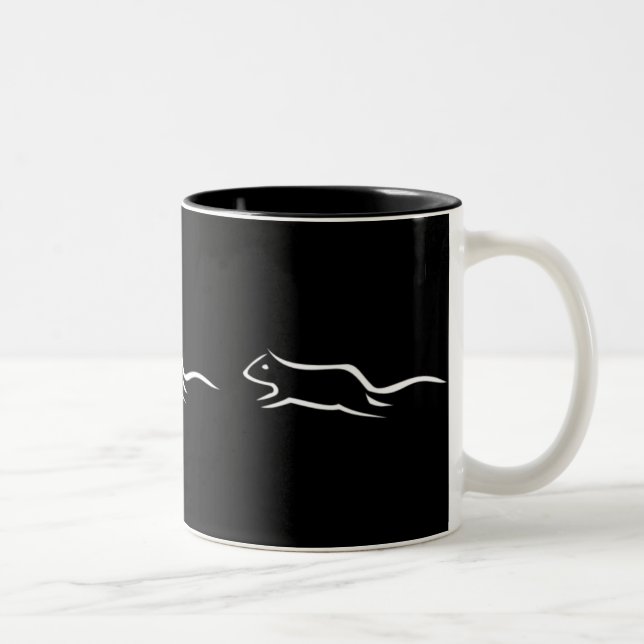 Caneca De Café Em Dois Tons Três ratos Running brancos (Direita)