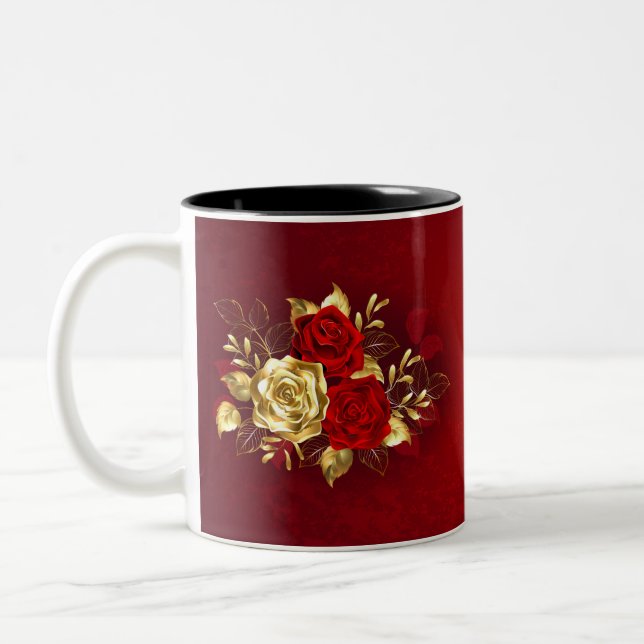 Caneca De Café Em Dois Tons Três Rosas de joalharia (Esquerda)