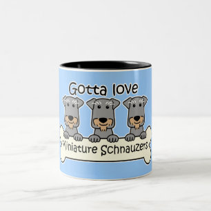 Caneca De Café Em Dois Tons Três Schnauzers diminutos