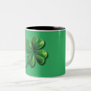 Caneca De Café Em Dois Tons Trevo Irlandês Verde Moderno