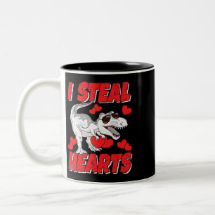 Caneca De Café Em Dois Tons TRex Dinossauro I Roubar Corações Pai Família