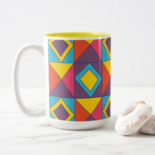Caneca De Café Em Dois Tons Triângulo colorido de diamante geométrico