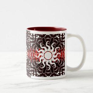 Caneca De Café Em Dois Tons Tribal Batik Sun Mug