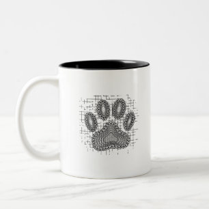 Caneca De Café Em Dois Tons Tribal Dog Paw Imprimida Em Fundo Distinto