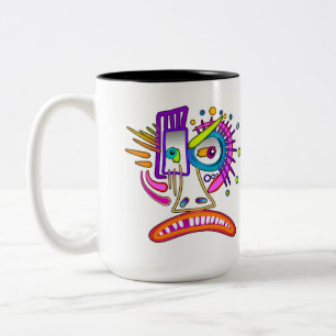 CANECA DE CAFÉ EM DOIS TONS TRIBAL FROWNIE EMOJI MEEMOGIE
