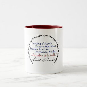 Caneca De Café Em Dois Tons Tributo das liberdades do FDR quatro