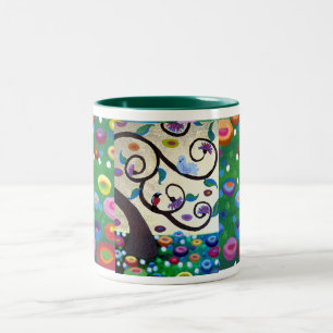 Caneca De Café Em Dois Tons tributo Klimt árvore da vida