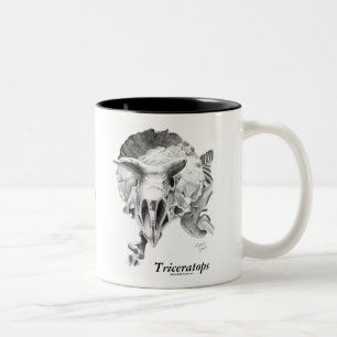 Caneca De Café Em Dois Tons Triceratops contra o rex do T.