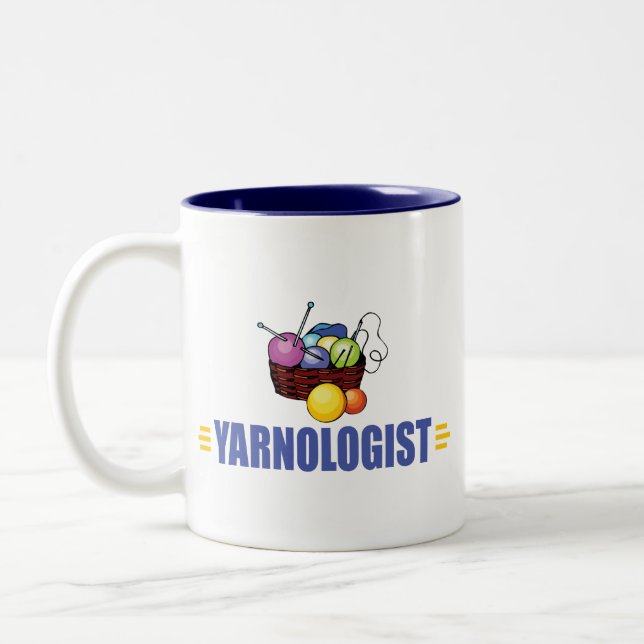 Caneca De Café Em Dois Tons Tricô Engraçado (Esquerda)
