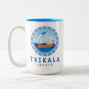 Caneca De Café Em Dois Tons Trikala, Grécia de navio grego Design